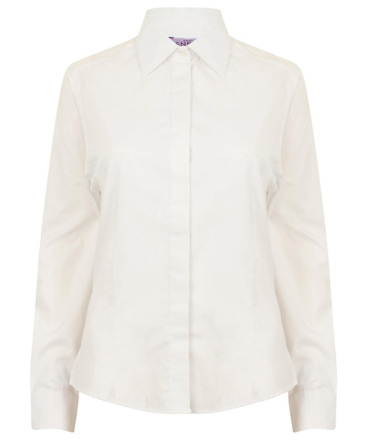 White - Women's long sleeve lightweight Oxford Shirts Henbury Plus Sizes, Shirts & Blouses, Women's Fashion Schoolwear Centres