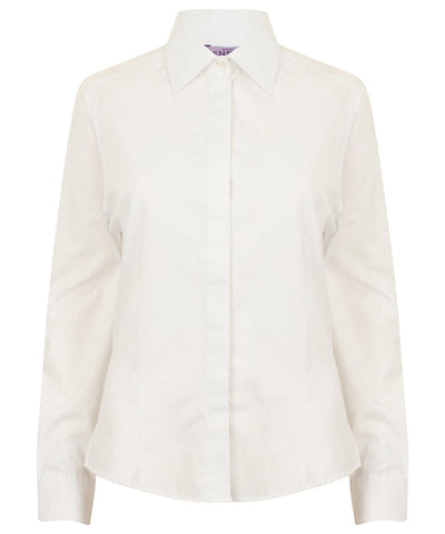 White - Women's long sleeve lightweight Oxford Shirts Henbury Plus Sizes, Shirts & Blouses, Women's Fashion Schoolwear Centres