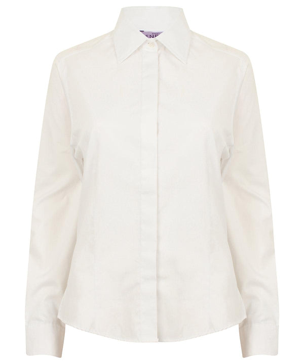 White - Women's long sleeve lightweight Oxford Shirts Henbury Plus Sizes, Shirts & Blouses, Women's Fashion Schoolwear Centres