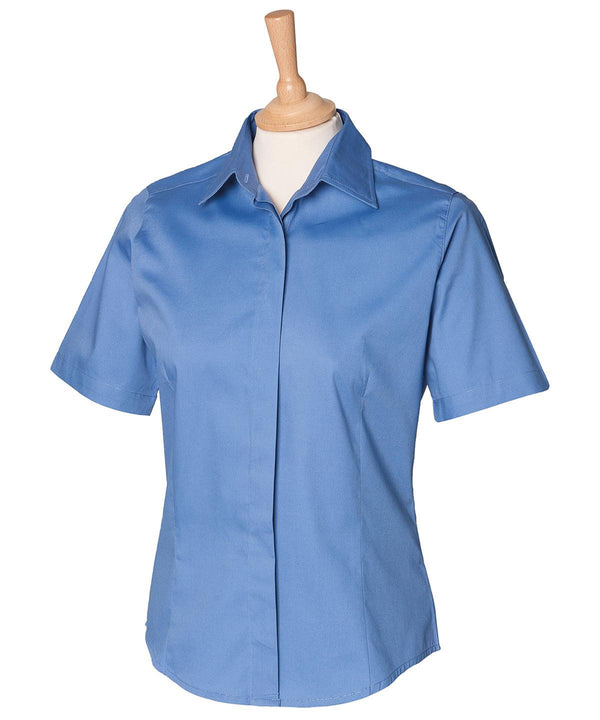 Corporate Blue - Women's short sleeve Oxford shirt Shirts Henbury Plus Sizes, Shirts & Blouses, Women's Fashion, Workwear Schoolwear Centres