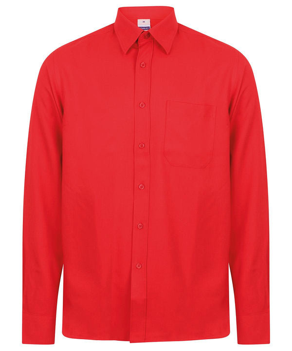 Classic Red - Wicking antibacterial long sleeve shirt Shirts Henbury Plus Sizes, Shirts & Blouses, UPF Protection Schoolwear Centres