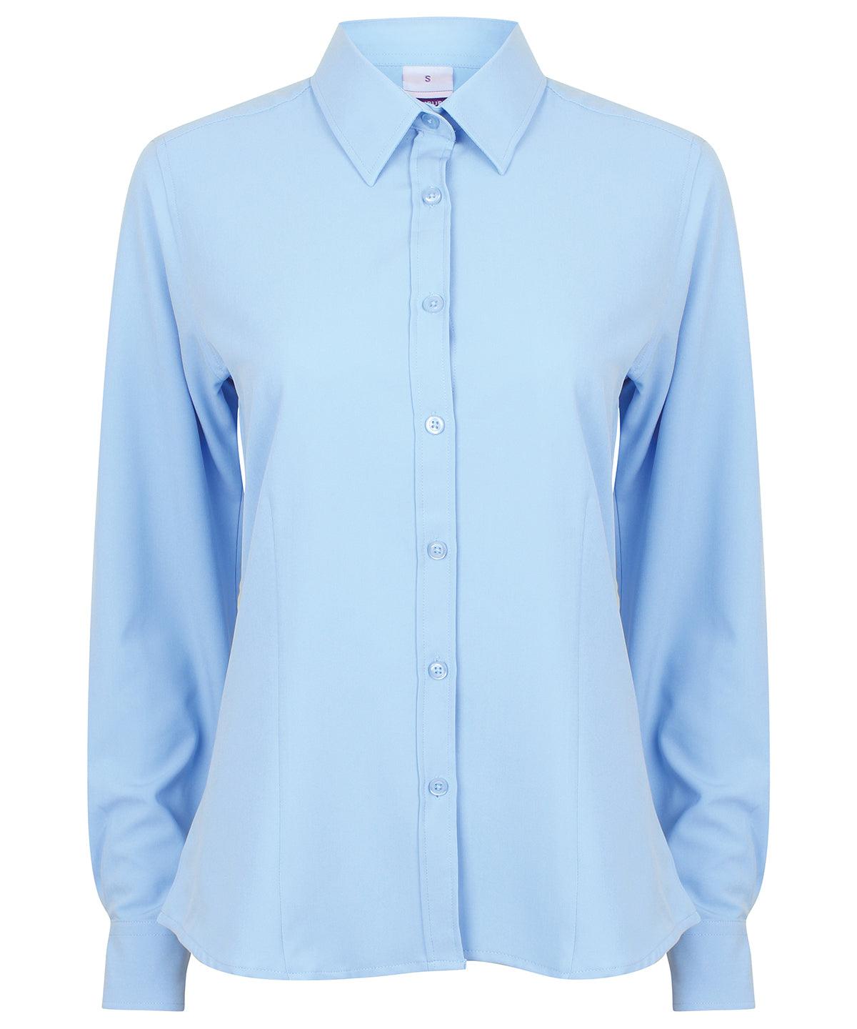 Light Blue - Women's wicking antibacterial long sleeve shirt Shirts Henbury Plus Sizes, Raladeal - Recently Added, Shirts & Blouses, UPF Protection, Women's Fashion Schoolwear Centres