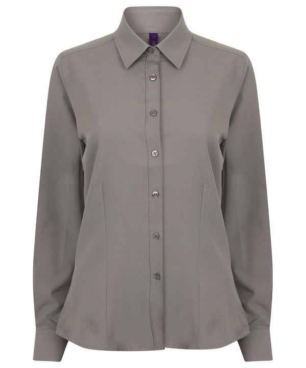 Slate Grey - Women's wicking antibacterial long sleeve shirt Shirts Henbury Plus Sizes, Raladeal - Recently Added, Shirts & Blouses, UPF Protection, Women's Fashion Schoolwear Centres