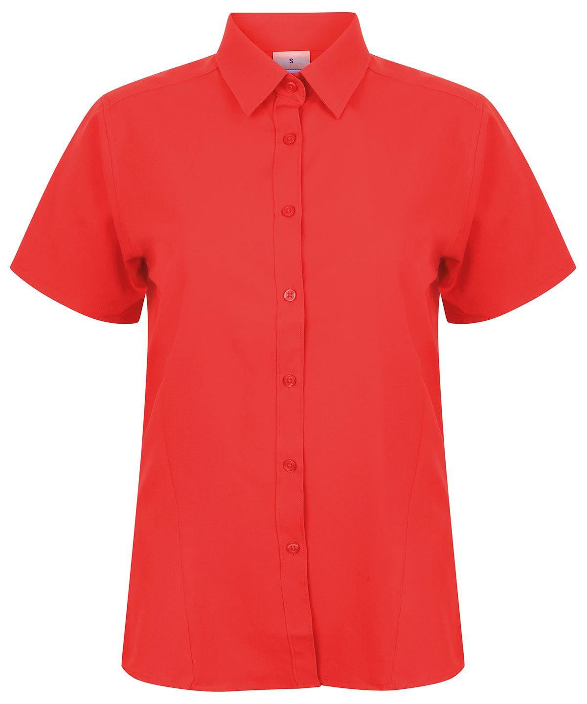 Classic Red - Women's wicking antibacterial short sleeve shirt Shirts Henbury Plus Sizes, Raladeal - Recently Added, Shirts & Blouses, UPF Protection Schoolwear Centres