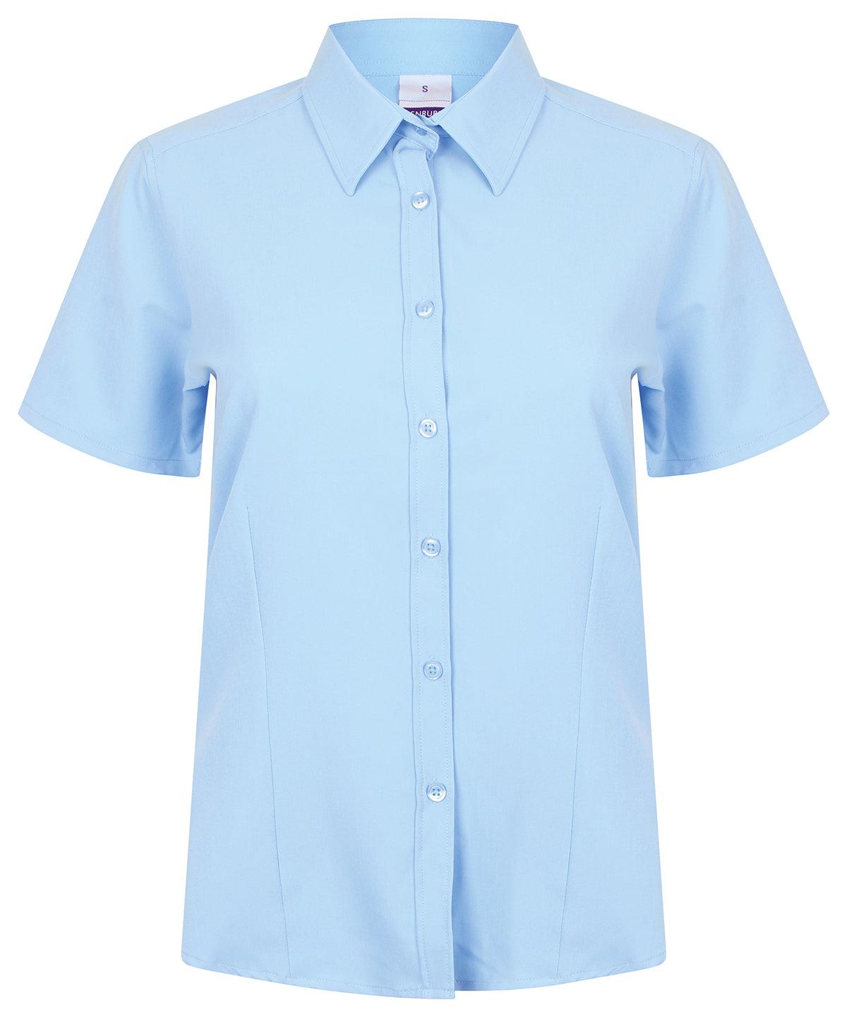 Light Blue - Women's wicking antibacterial short sleeve shirt Shirts Henbury Plus Sizes, Raladeal - Recently Added, Shirts & Blouses, UPF Protection Schoolwear Centres