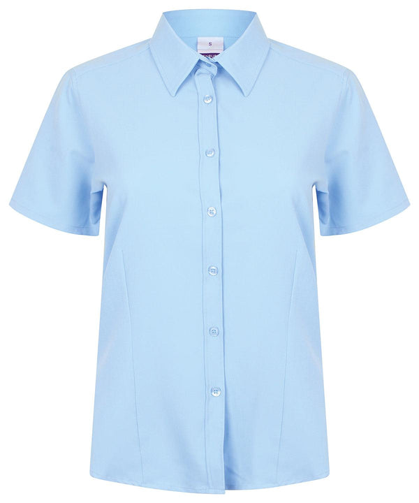 Light Blue - Women's wicking antibacterial short sleeve shirt Shirts Henbury Plus Sizes, Raladeal - Recently Added, Shirts & Blouses, UPF Protection Schoolwear Centres