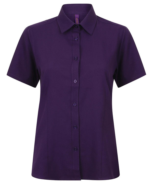 Purple - Women's wicking antibacterial short sleeve shirt Shirts Henbury Plus Sizes, Raladeal - Recently Added, Shirts & Blouses, UPF Protection Schoolwear Centres