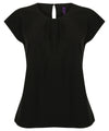 Women's pleat front short sleeve blouse