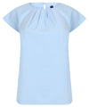 Light Blue - Women's pleat front short sleeve blouse Blouses Henbury Plus Sizes, Rebrandable, Shirts & Blouses, Women's Fashion Schoolwear Centres