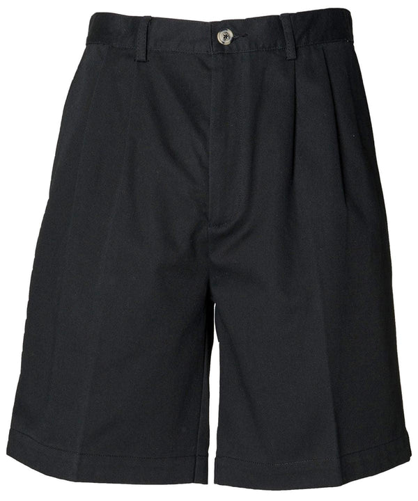 Black - Teflon®-coated double pleat front chino shorts Shorts Henbury Raladeal - Recently Added, Sale, Tailoring, Trousers & Shorts, Workwear Schoolwear Centres