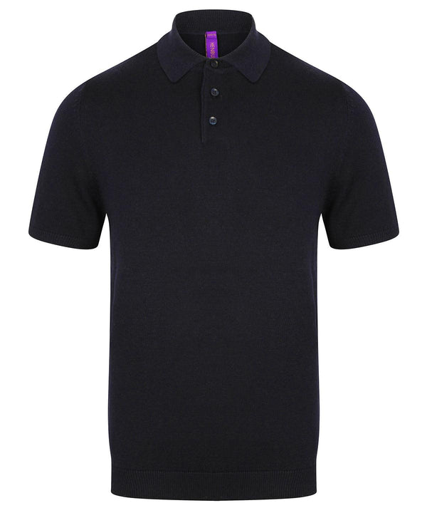 Navy - Knitted short sleeve top Polos Henbury Knitwear, Polos & Casual, Rebrandable, Sale Schoolwear Centres