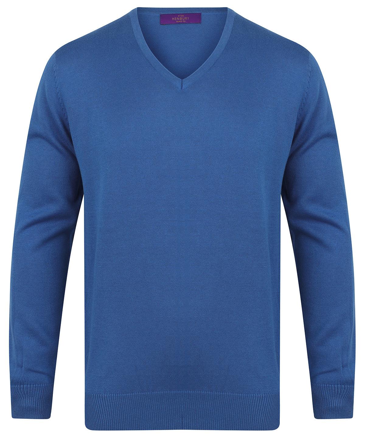 Royal - 12 gauge v-neck jumper Knitted Jumpers Henbury Knitwear, Must Haves, Plus Sizes, Raladeal - Recently Added Schoolwear Centres