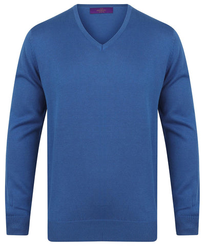 Royal - 12 gauge v-neck jumper Knitted Jumpers Henbury Knitwear, Must Haves, Plus Sizes, Raladeal - Recently Added Schoolwear Centres