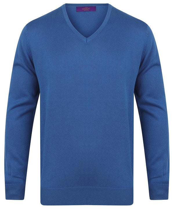 Royal - 12 gauge v-neck jumper Knitted Jumpers Henbury Knitwear, Must Haves, Plus Sizes, Raladeal - Recently Added Schoolwear Centres