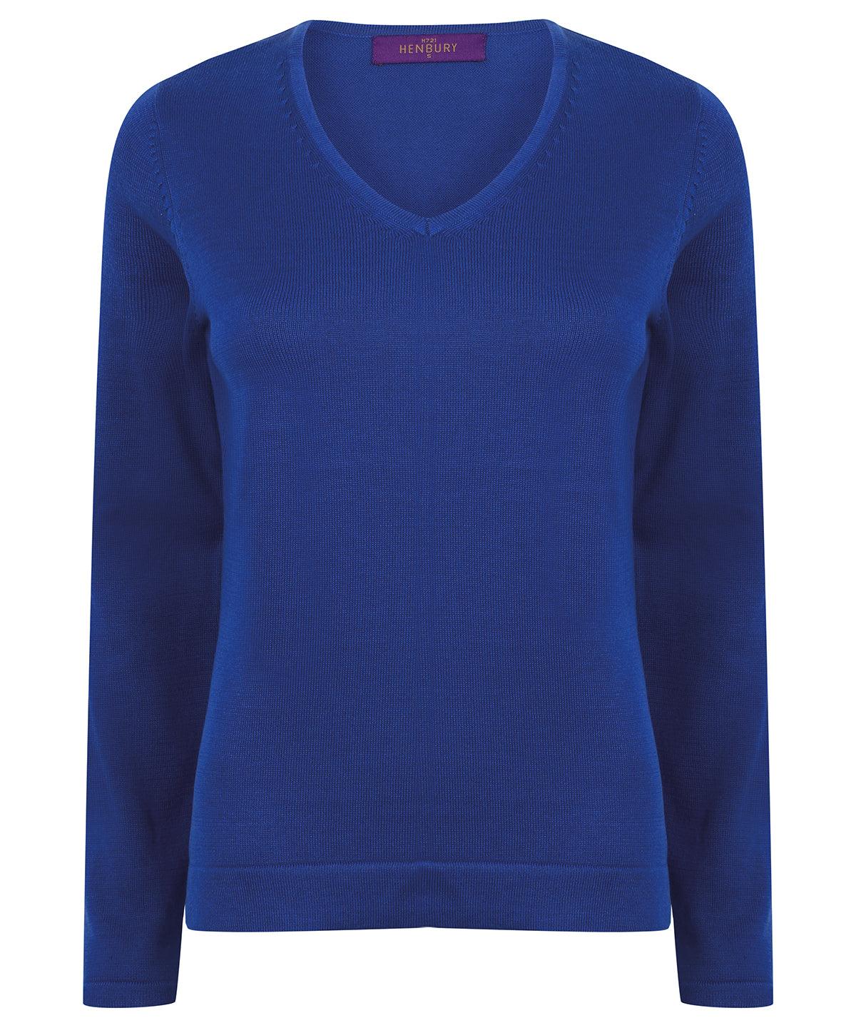 Royal - Women's 12 gauge v-neck jumper Knitted Jumpers Henbury Knitwear, Must Haves, Plus Sizes, Raladeal - Recently Added, Women's Fashion Schoolwear Centres