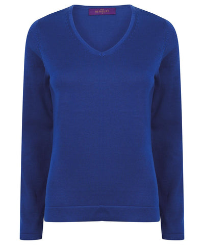 Royal - Women's 12 gauge v-neck jumper Knitted Jumpers Henbury Knitwear, Must Haves, Plus Sizes, Raladeal - Recently Added, Women's Fashion Schoolwear Centres