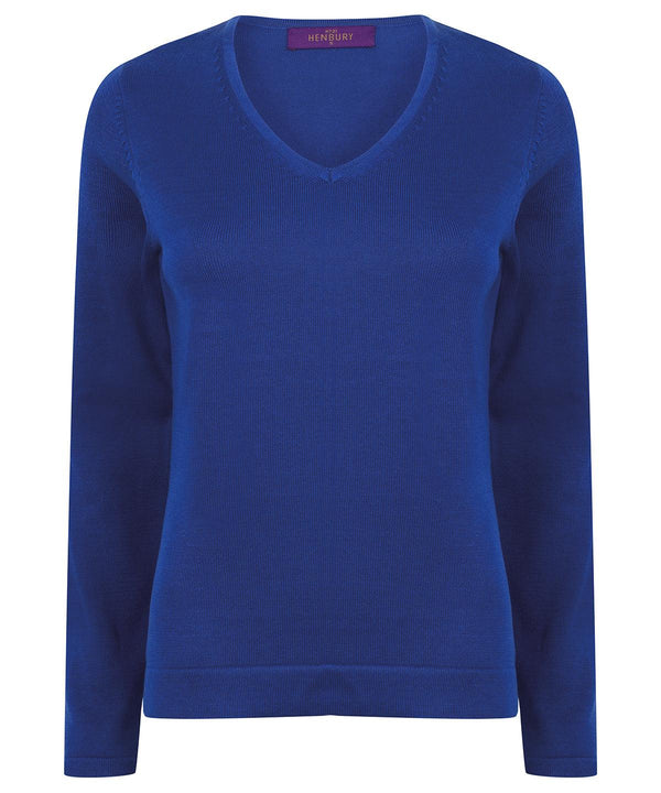 Royal - Women's 12 gauge v-neck jumper Knitted Jumpers Henbury Knitwear, Must Haves, Plus Sizes, Raladeal - Recently Added, Women's Fashion Schoolwear Centres