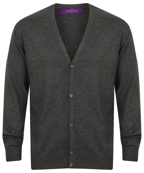 Grey Marl - V-button cardigan Cardigans Henbury Knitwear, Plus Sizes Schoolwear Centres