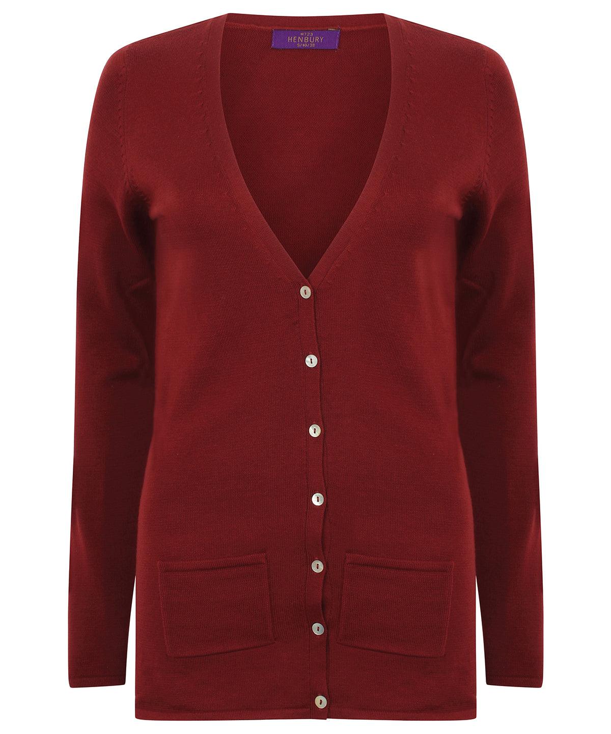 Burgundy - Women's v-button cardigan Cardigans Henbury Knitwear, Must Haves, Plus Sizes, Women's Fashion Schoolwear Centres