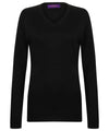 Black - Women's cashmere touch acrylic v-neck jumper Knitted Jumpers Henbury Knitwear, Plus Sizes, Women's Fashion Schoolwear Centres