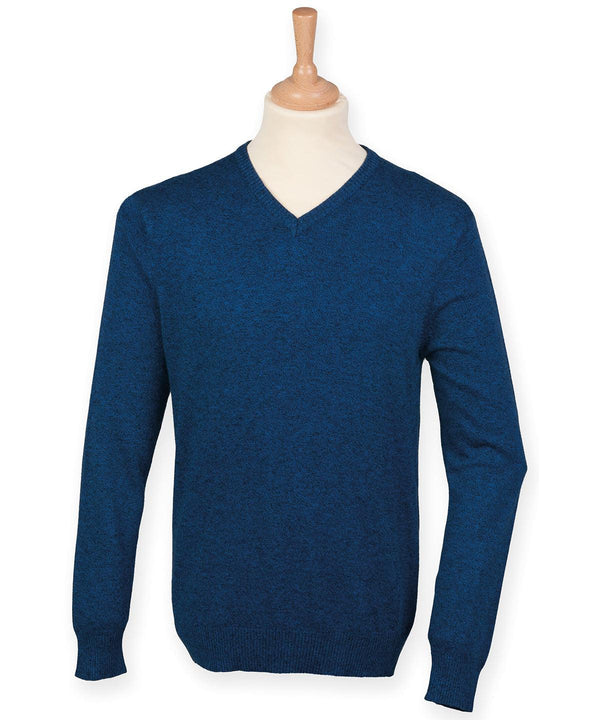 Blue Marl - V-neck marl jumper Knitted Jumpers Henbury Knitwear Schoolwear Centres