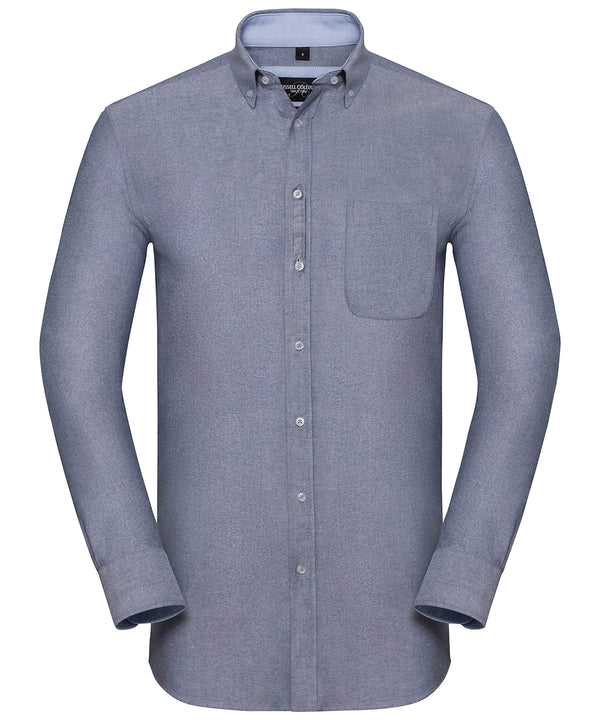 Long sleeve tailored washed Oxford shirt