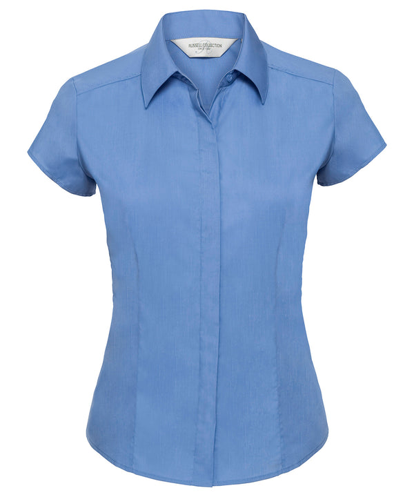 Women's cap sleeve polycotton easycare fitted poplin shirt