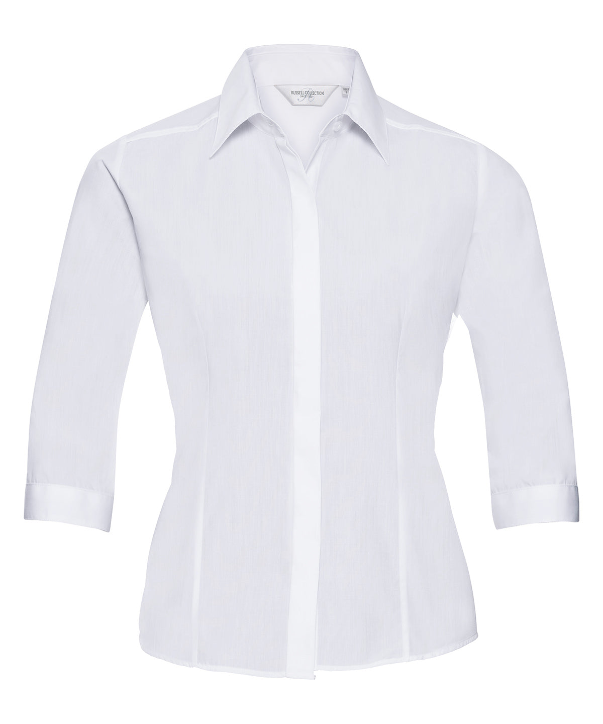 Women's ¾ sleeve polycotton easycare fitted poplin shirt