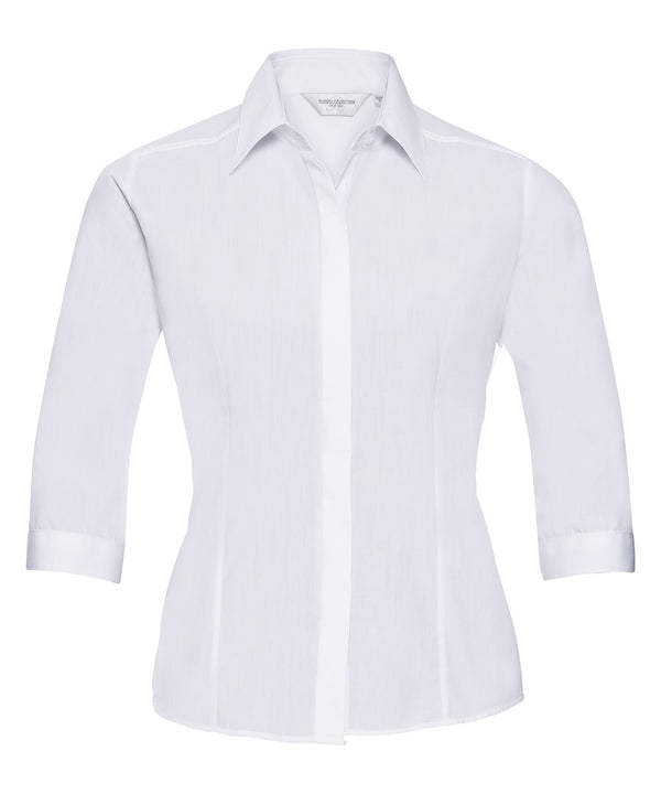 Women's ¾ sleeve polycotton easycare fitted poplin shirt