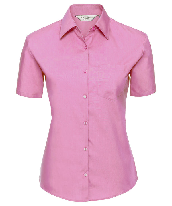 Women's short sleeve pure cotton easycare poplin shirt