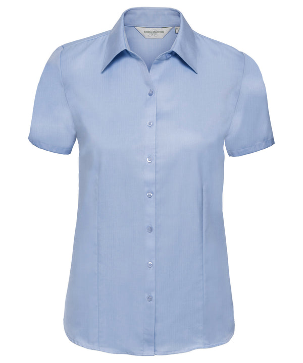 Women's short sleeve herringbone shirt