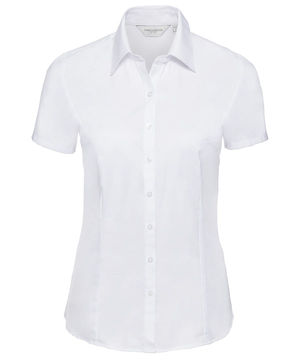 Women's short sleeve herringbone shirt