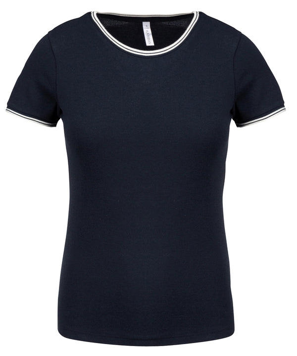 Ladies’ piqué knit crew neck T-shirt