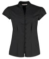 Women's continental blouse mandarin collar cap sleeve (tailored fit)