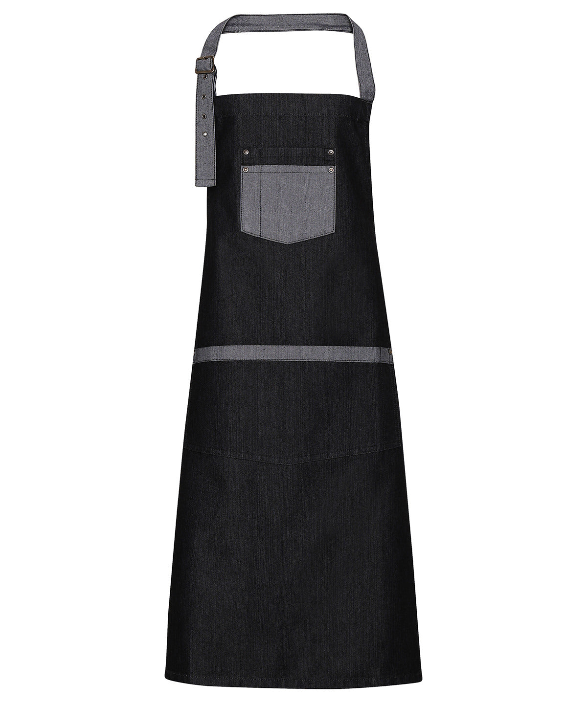 Domain contrast denim bib apron