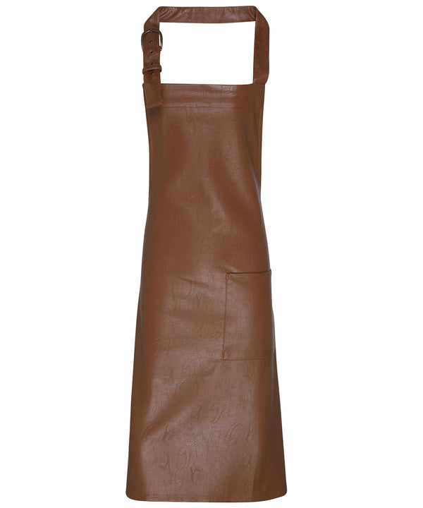 Faux leather bib apron