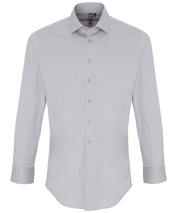 Stretch fit cotton poplin long sleeve shirt