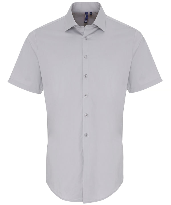 Stretch fit cotton poplin short sleeve shirt