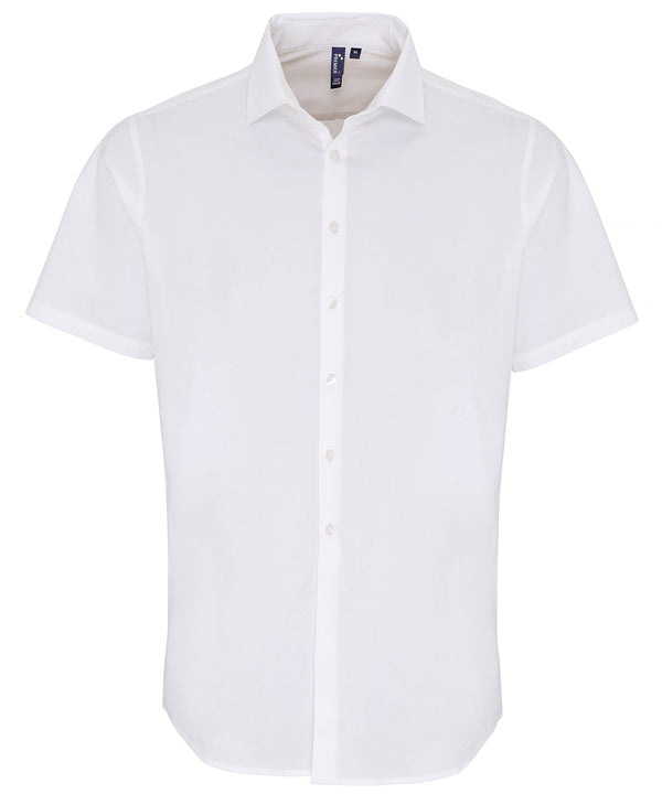 Stretch fit cotton poplin short sleeve shirt