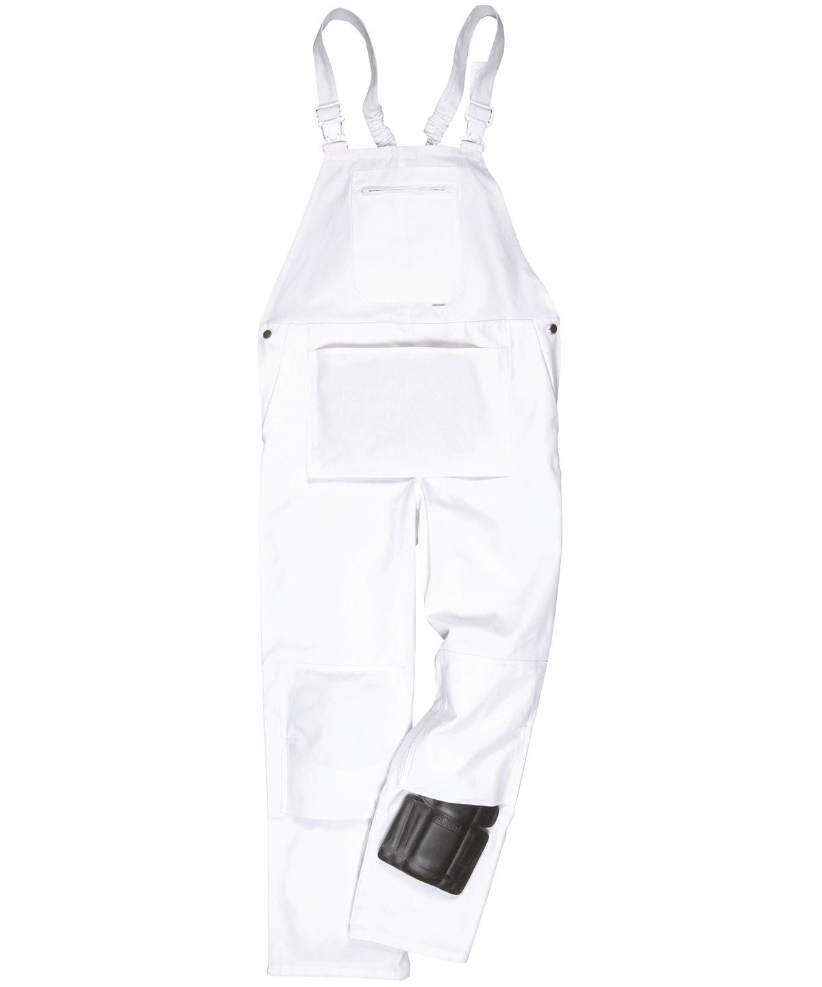 White - Bolton painter's bib and brace (S810) Coveralls Portwest Safe to wash at 60 degrees, Safetywear, Workwear Schoolwear Centres