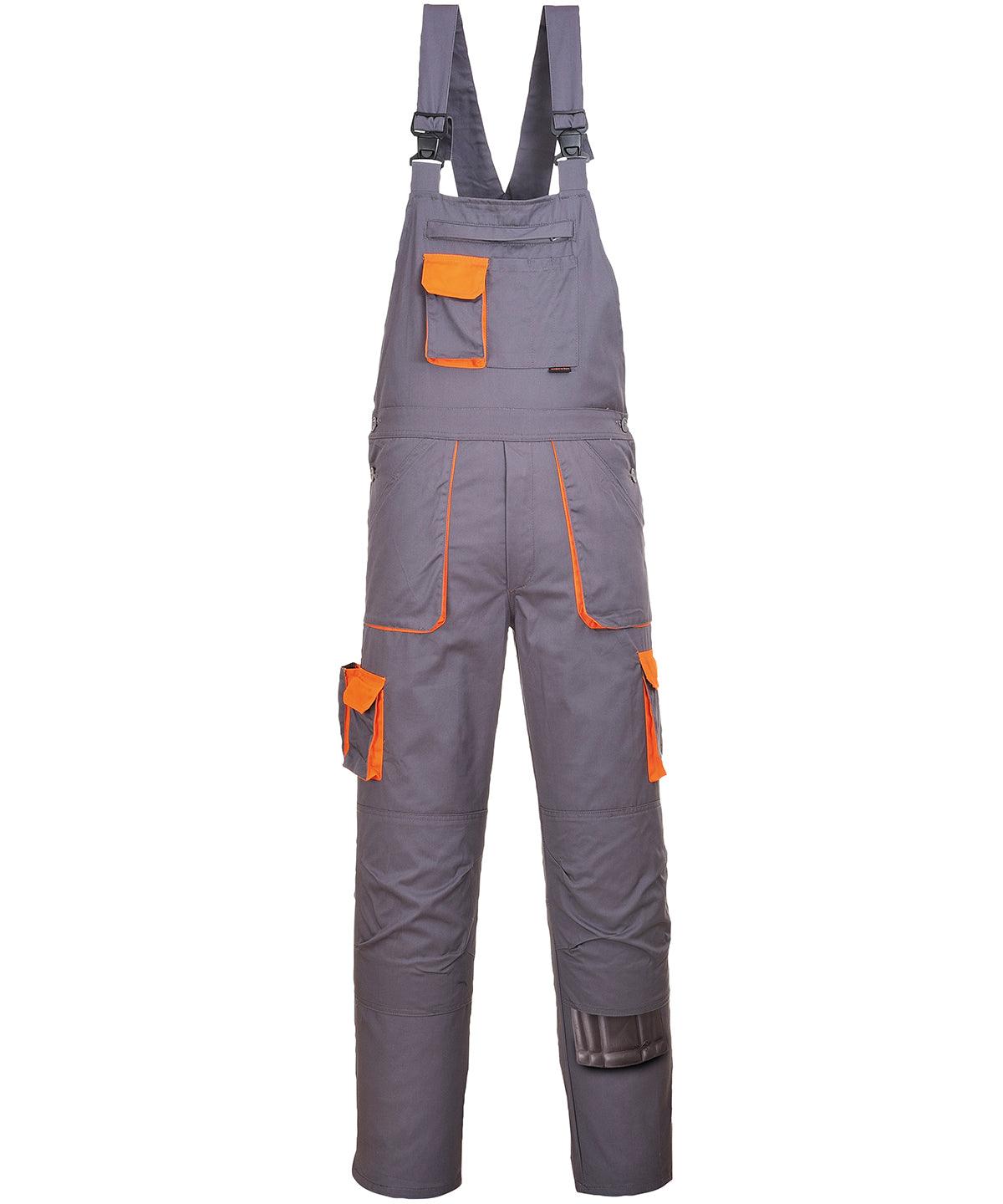 Grey/Orange - Portwest Texo contrast bib and brace (TX12) Coveralls Portwest Safetywear, Workwear Schoolwear Centres