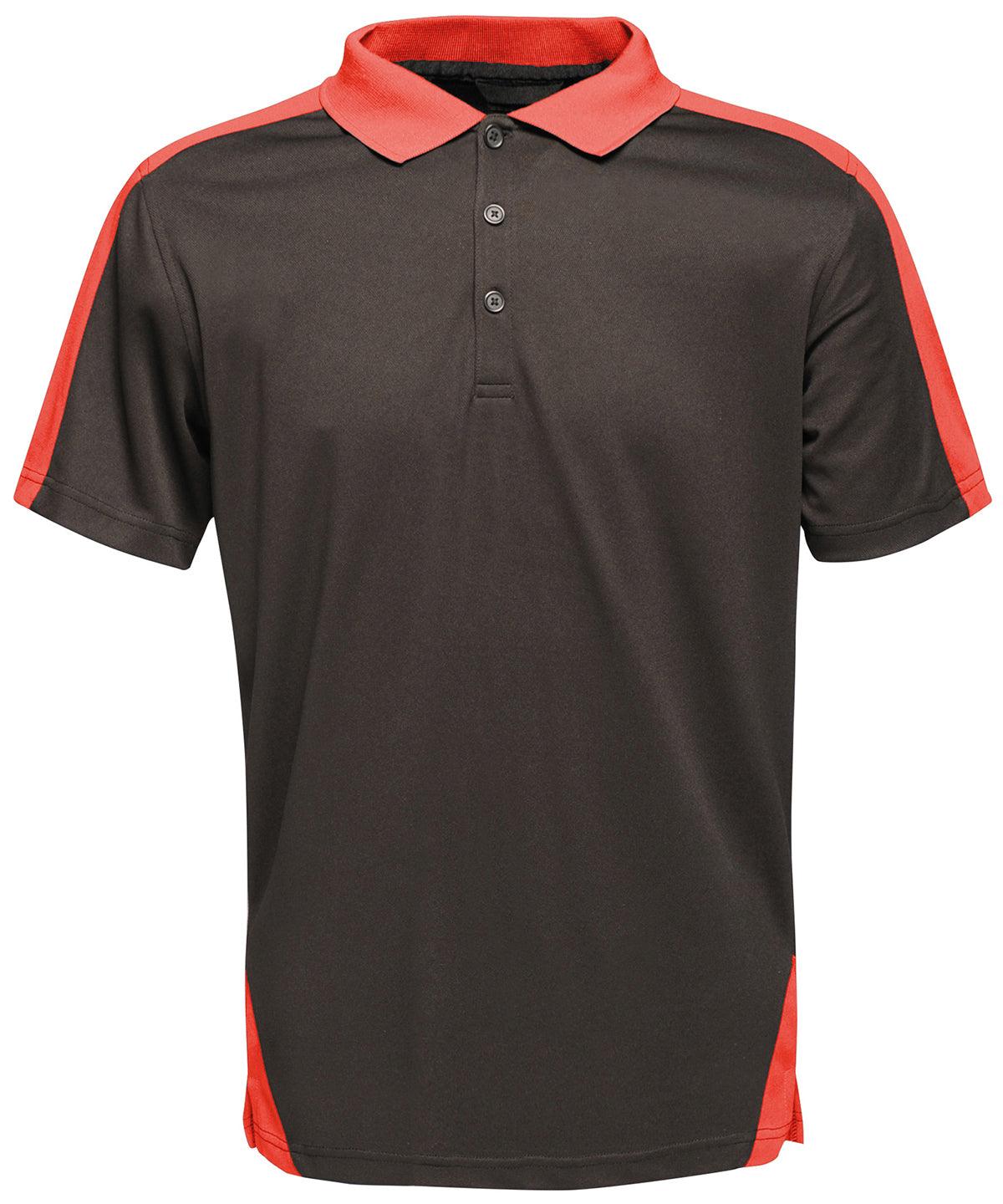 Black/Classic Red - Contrast wicking polo Polos Regatta Contrast Polos & Casual Schoolwear Centres