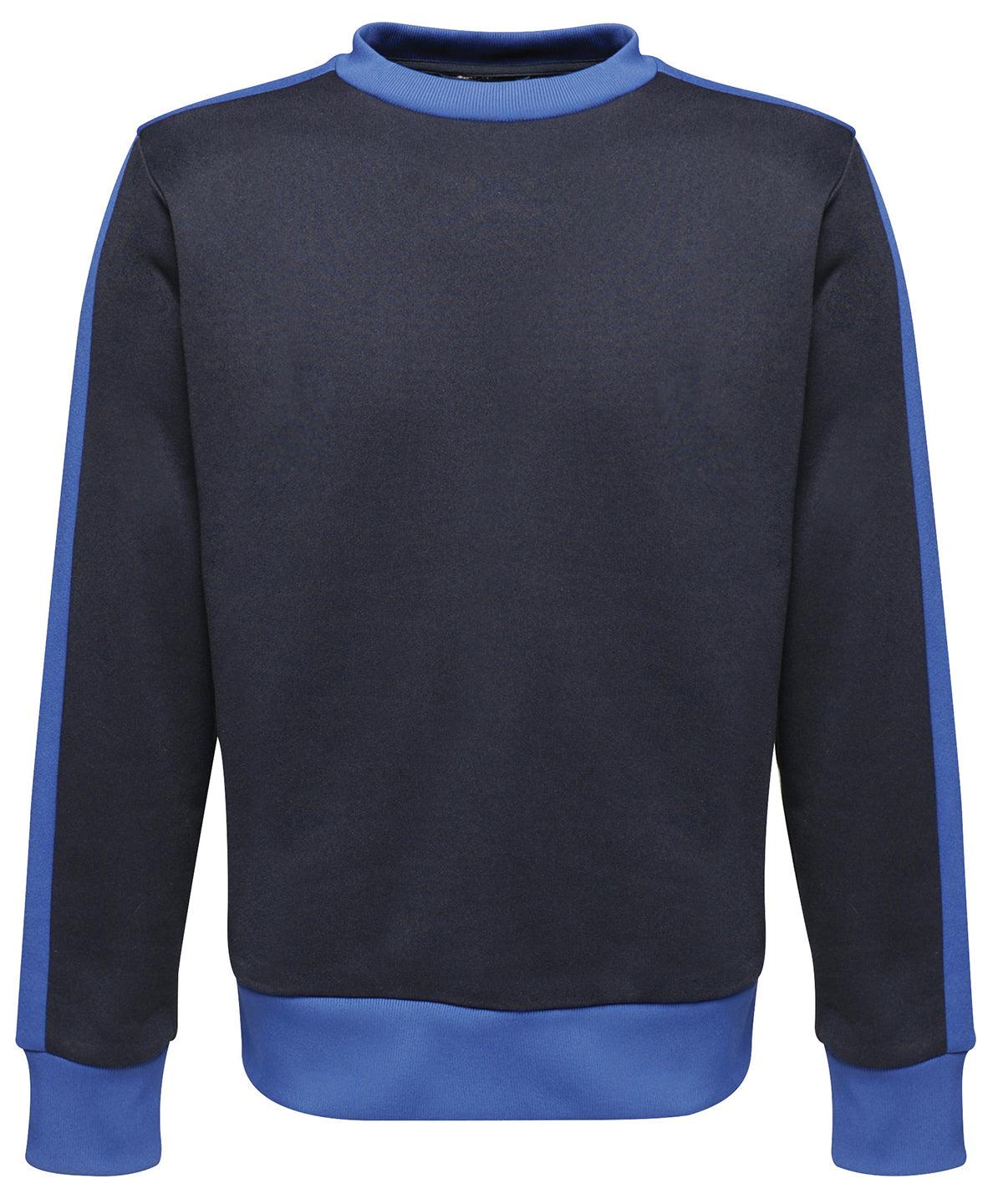 Navy/New Royal - Contrast crew sweat Sweatshirts Regatta Contrast Plus Sizes, Rebrandable, Sweatshirts Schoolwear Centres
