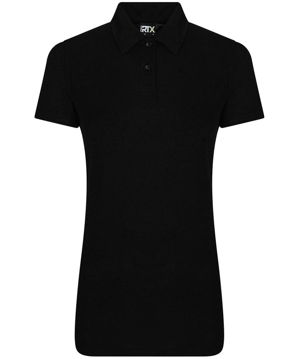 Black - Women's pro polyester polo Polos ProRTX Activewear & Performance, Back to Business, Must Haves, Polos & Casual, Rebrandable, Safe to wash at 60 degrees, Workwear Schoolwear Centres