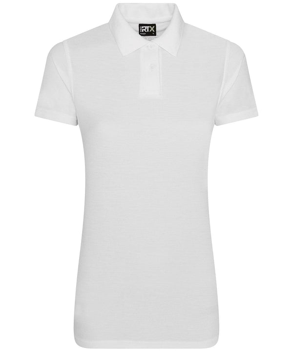 White - Women's pro polyester polo Polos ProRTX Activewear & Performance, Back to Business, Must Haves, Polos & Casual, Rebrandable, Safe to wash at 60 degrees, Workwear Schoolwear Centres