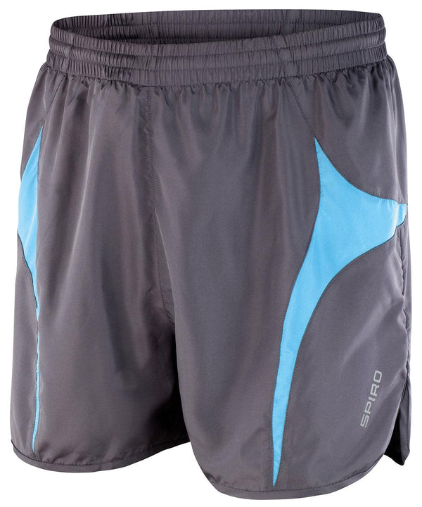 Grey/Aqua - Spiro micro-lite running shorts Shorts Spiro Sports & Leisure, Trousers & Shorts Schoolwear Centres