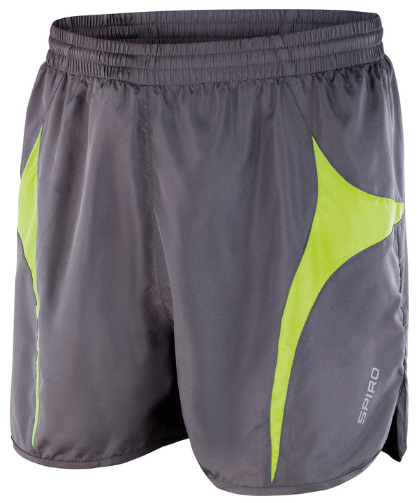 Grey/Lime - Spiro micro-lite running shorts Shorts Spiro Sports & Leisure, Trousers & Shorts Schoolwear Centres