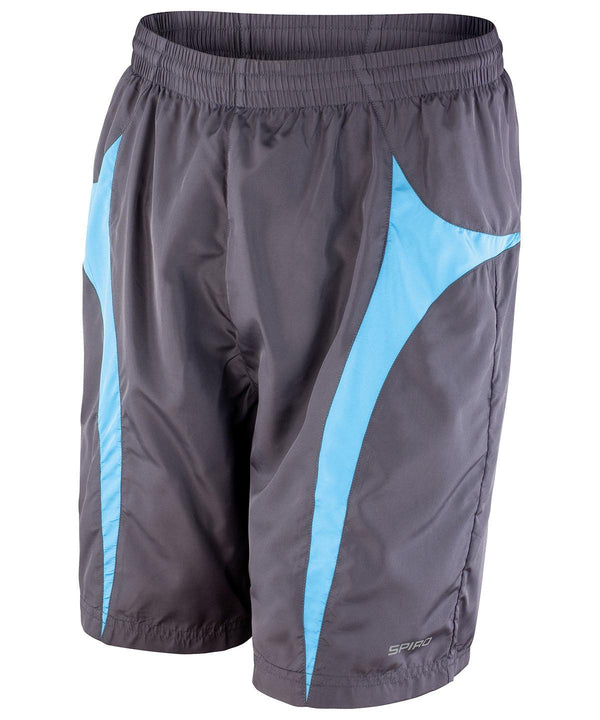 Grey/Aqua - Spiro micro-lite team shorts Shorts Spiro On-Trend Activewear, Sports & Leisure, Trousers & Shorts, UPF Protection Schoolwear Centres