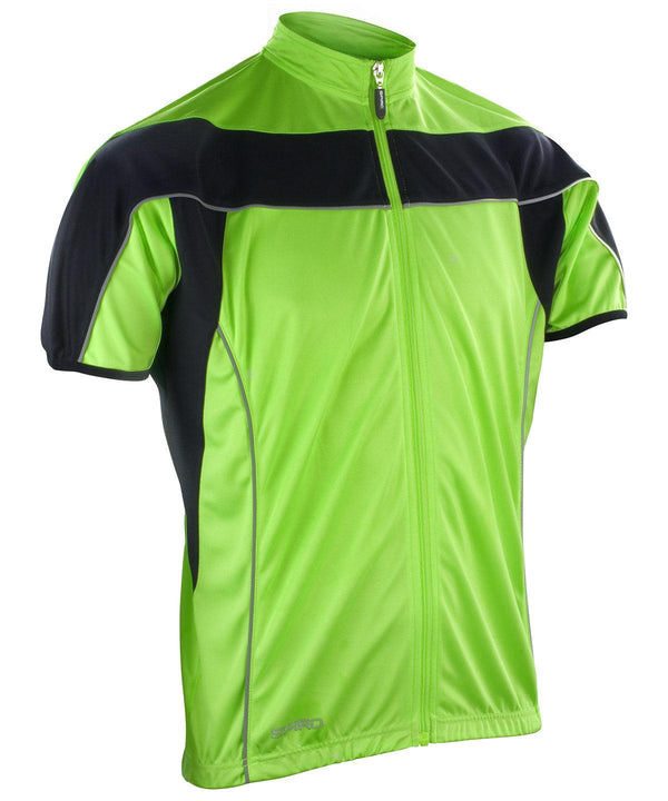 Black/Fluorescent Lime Green - Spiro bikewear full-zip top Jackets Spiro Activewear & Performance, Hyperbrights and Neons, Sports & Leisure, UPF Protection Schoolwear Centres