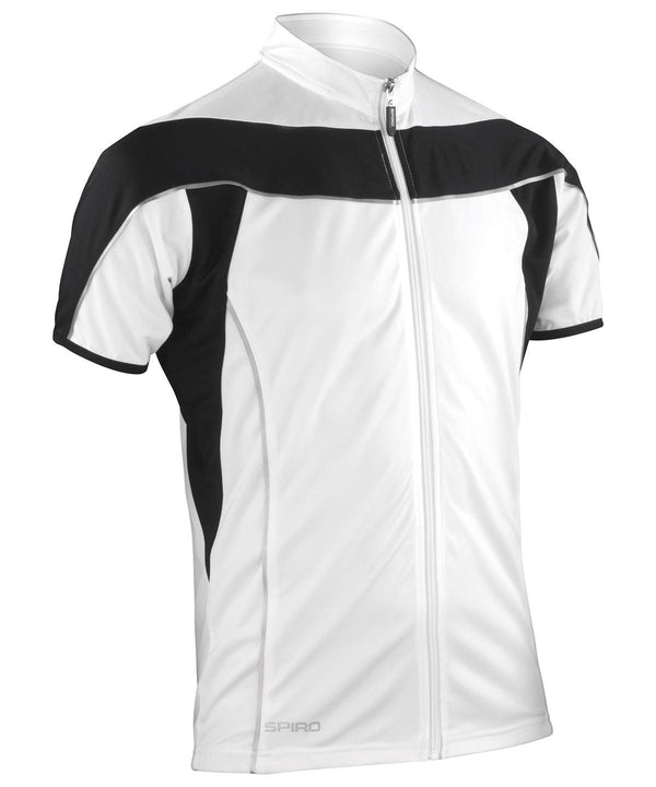 White/Black - Spiro bikewear full-zip top Jackets Spiro Activewear & Performance, Hyperbrights and Neons, Sports & Leisure, UPF Protection Schoolwear Centres